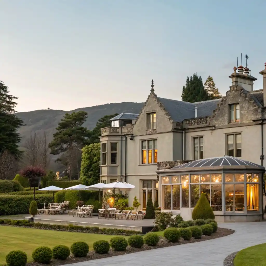 Historic Cardrona Hotel in snow