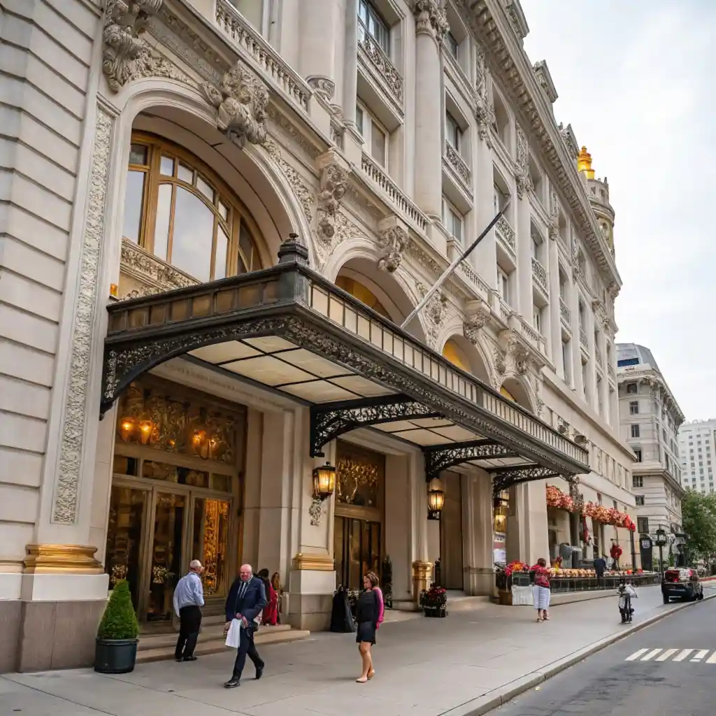 The Hermitage Hotel with mountain backdrop